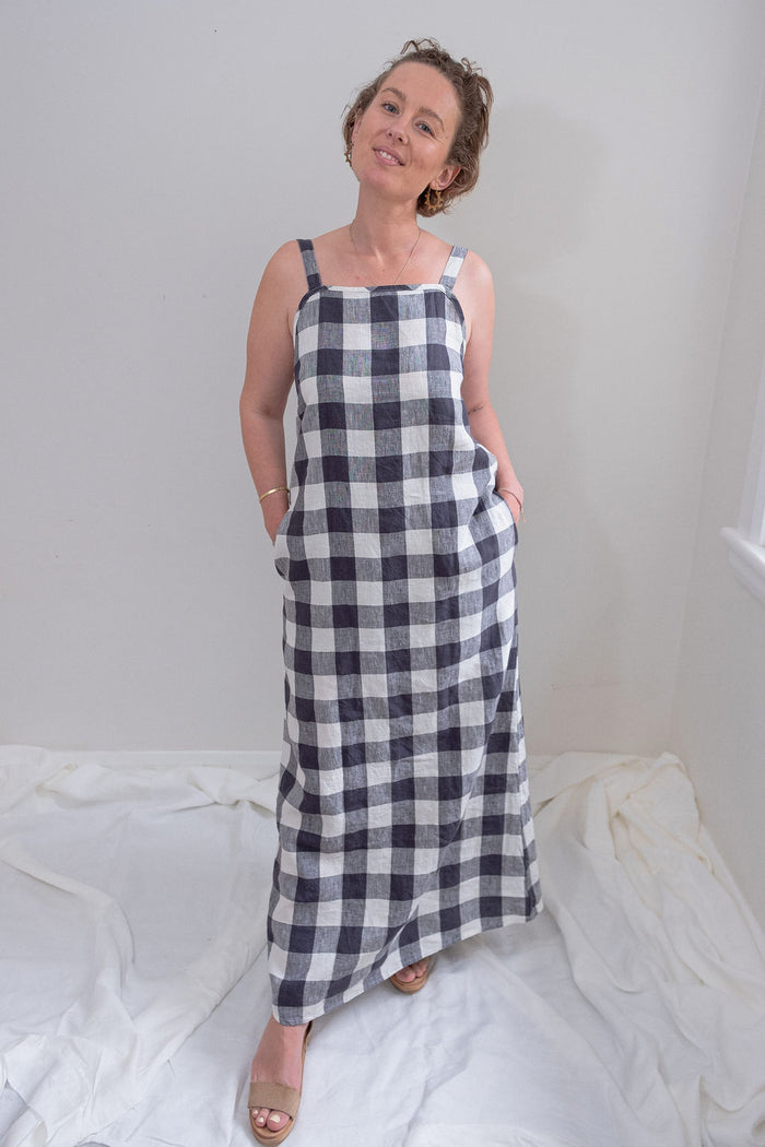 CLEARANCE: Linen Maxi Dress - Check