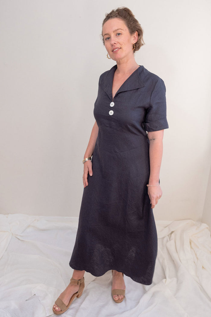 Navy Blue Linen Juliette dress