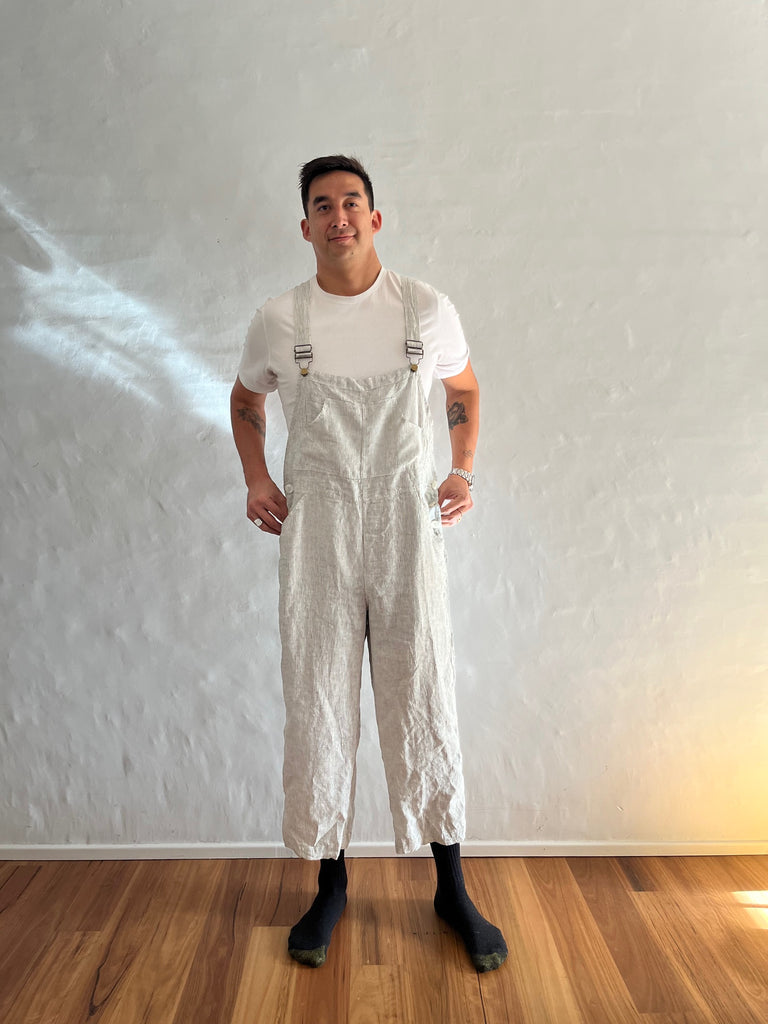 Linen Overalls - Pinstripe