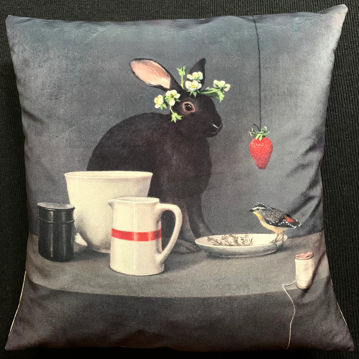 Velvet Strawberry Rabbit Cushion