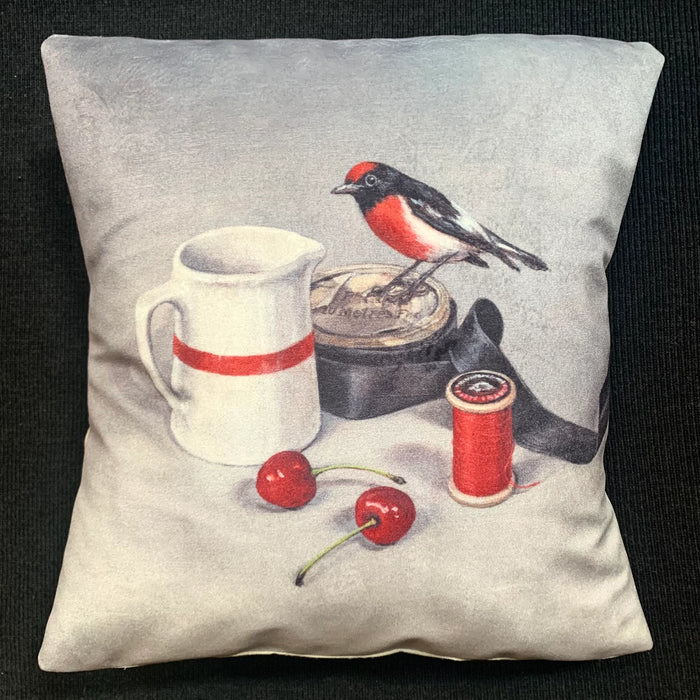 Velvet Red-Capped Robin Cushion