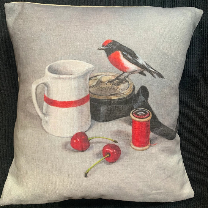Red Capped Robin Cushion