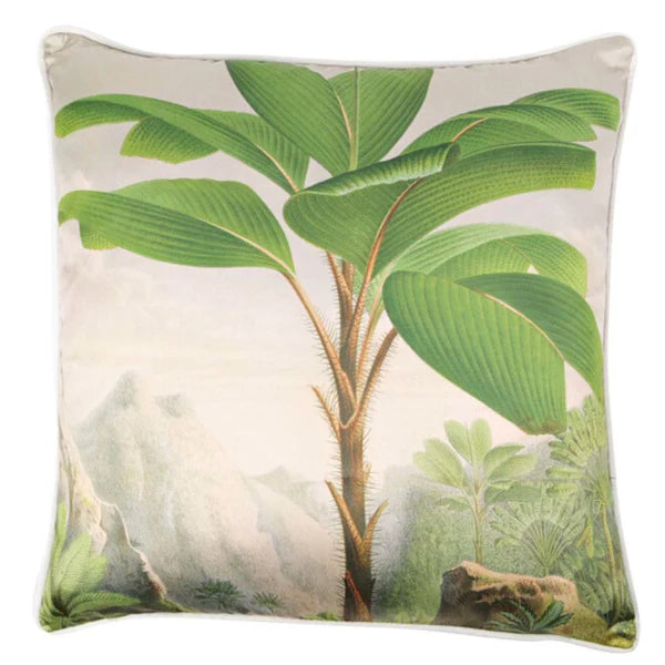 Sateen and Linen Cushion Cover - Pacific Tropical Landscape