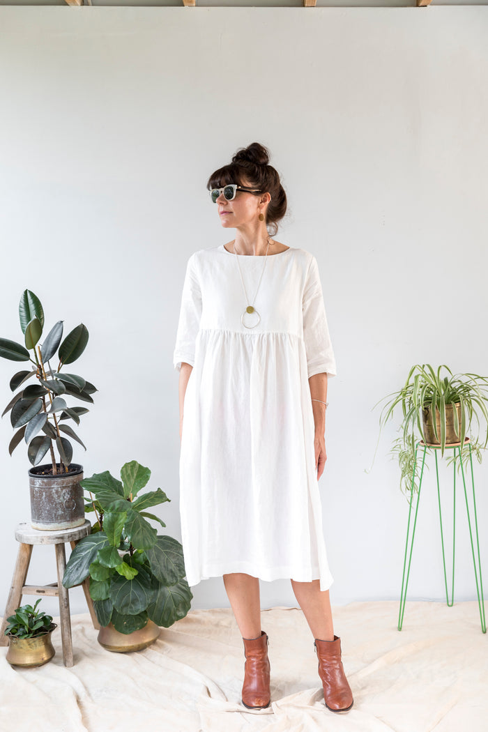 Celeste Gathered Linen Dress - 3 Colours