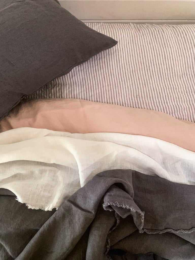 Rustic Heavy Linen Bed Cover/Blanket - Raw Edge