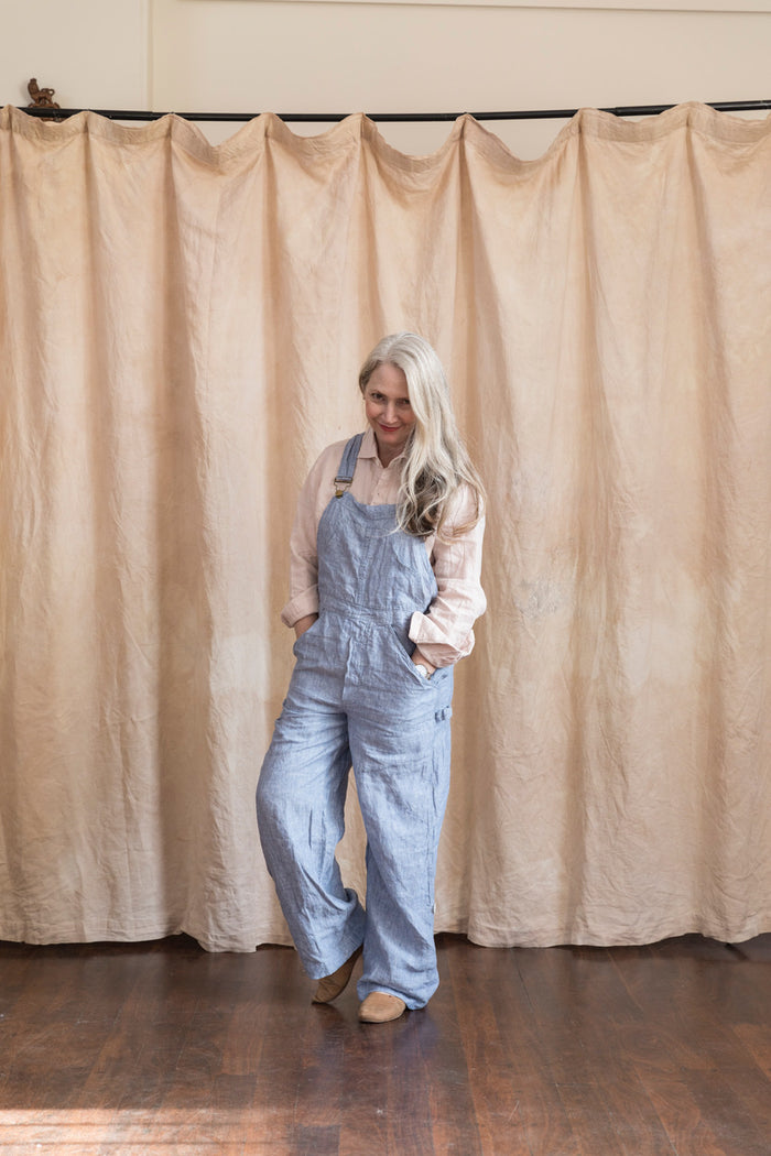 Linen Overalls - Light Blue Chambray