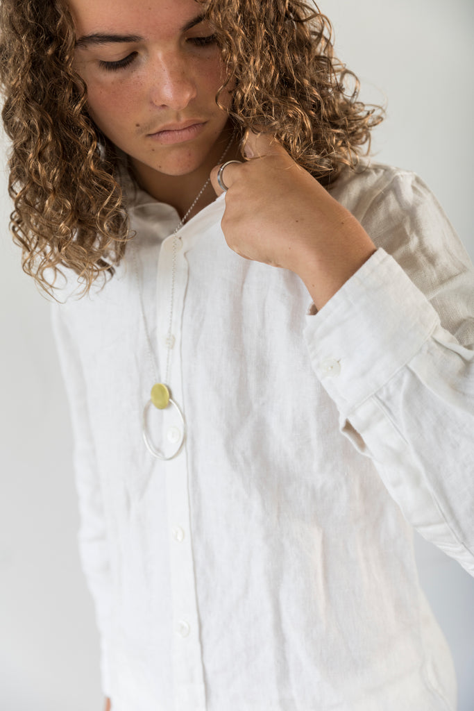 CLEARANCE: Unisex Rustic Linen Shirt - Antique White