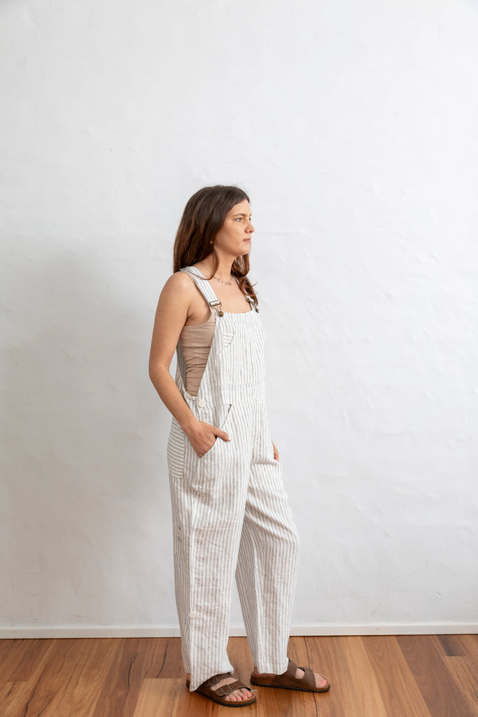 Linen Overalls - Double Stripe