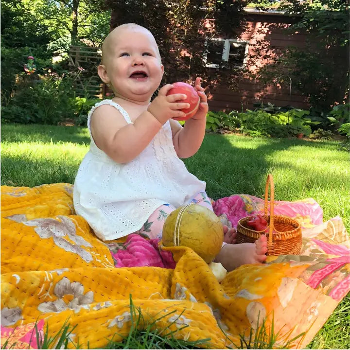 Recycled Sari Small Kantha Blanket Baby
