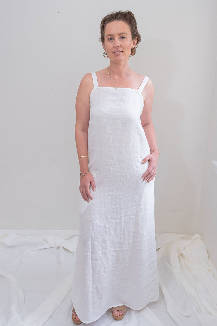 Linen Maxi Dress - White