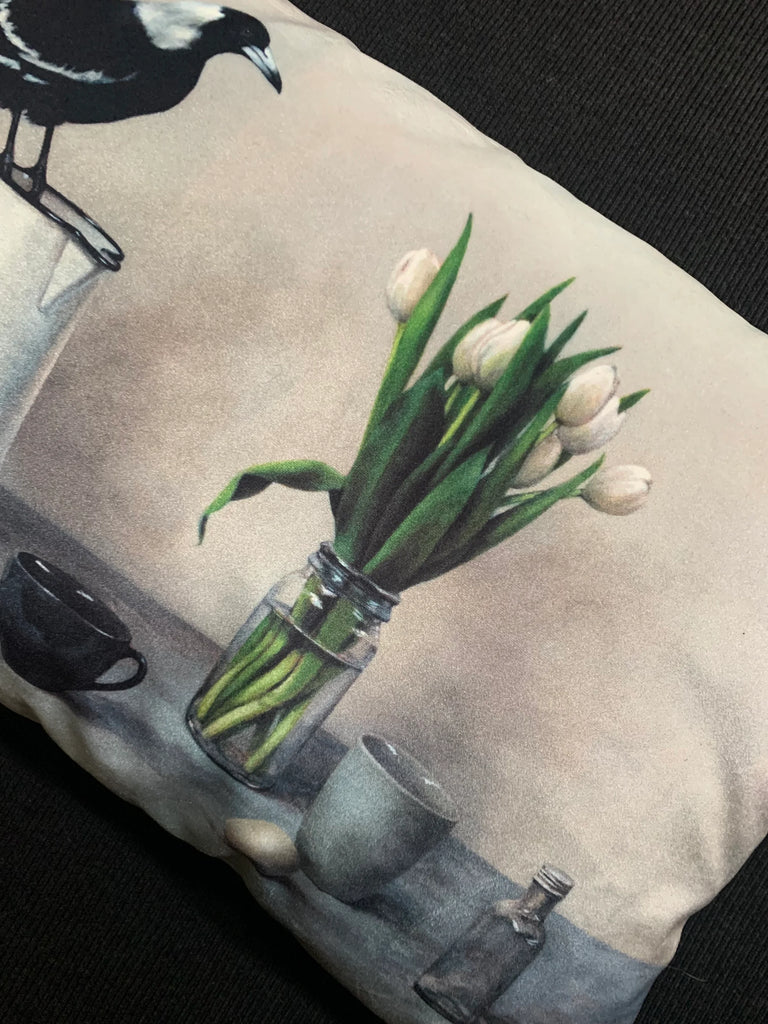 Velvet Tulip Magpie Cushion
