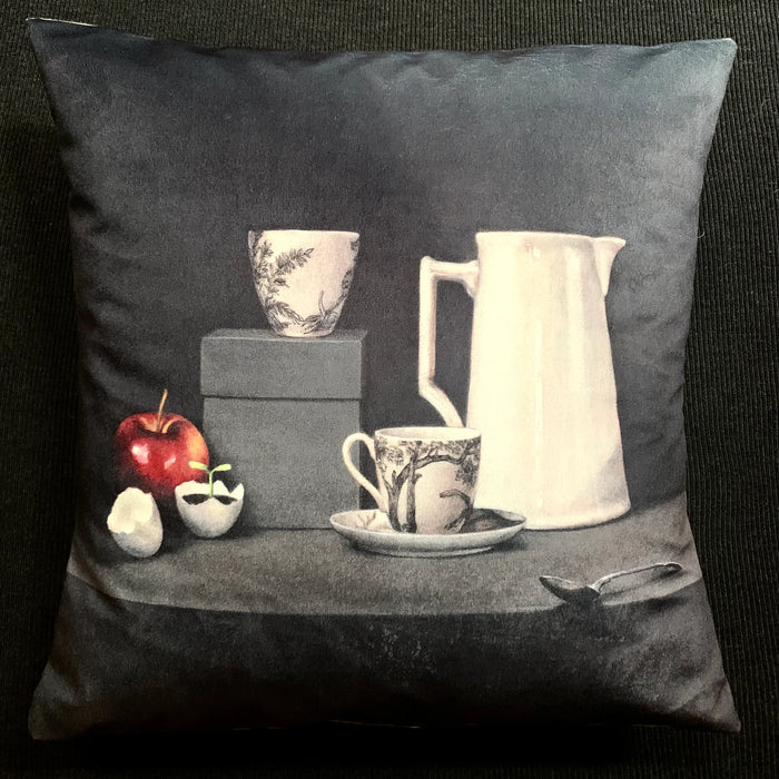 Velvet White Jug Cushion