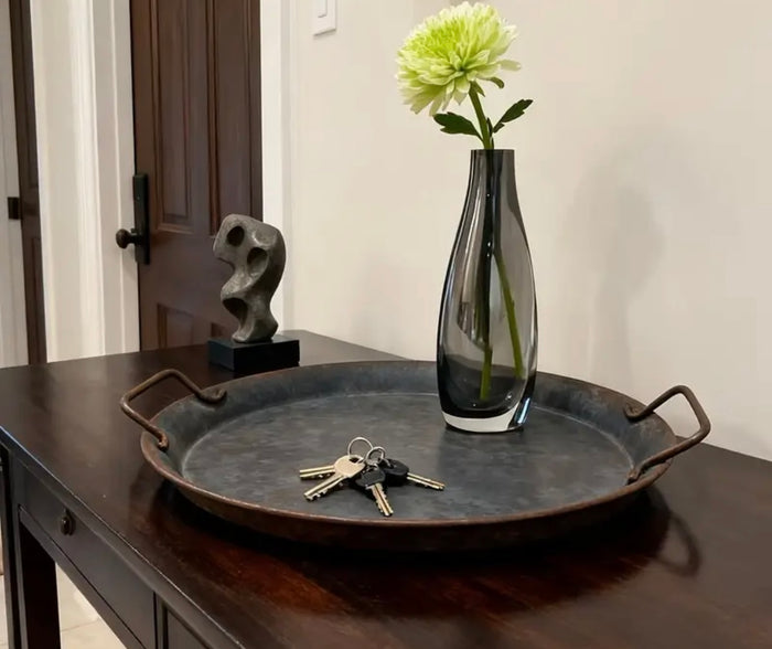 Vintage Iron Tray with Handles