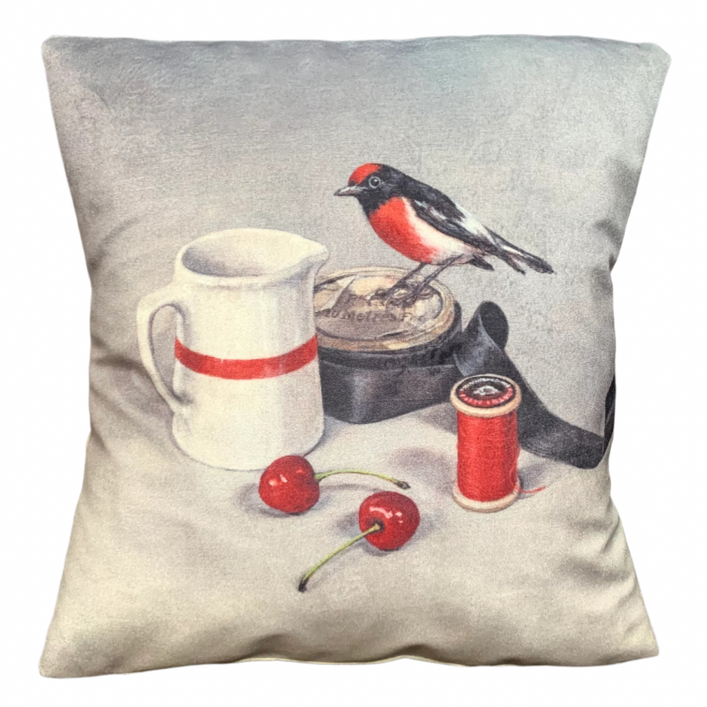 Velvet Red-Capped Robin Cushion