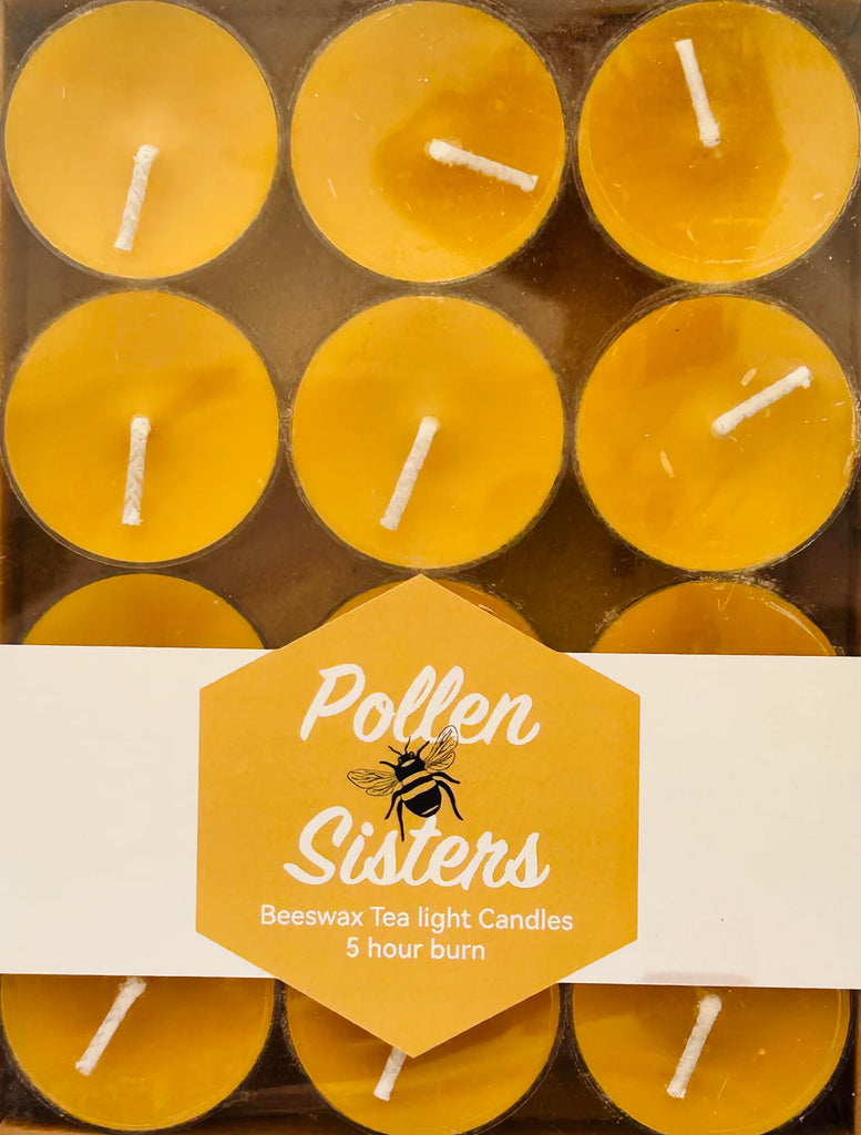 Pollen Sisters Beeswax Tea Light Candles Set of 12