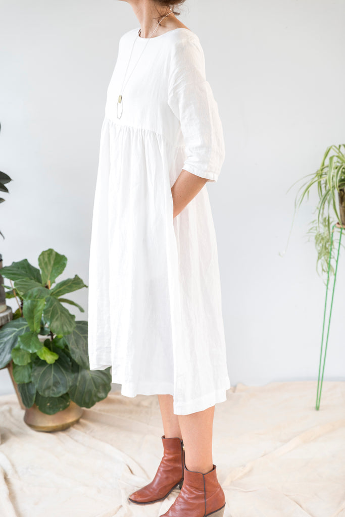 Celeste Gathered Linen Dress - 3 Colours