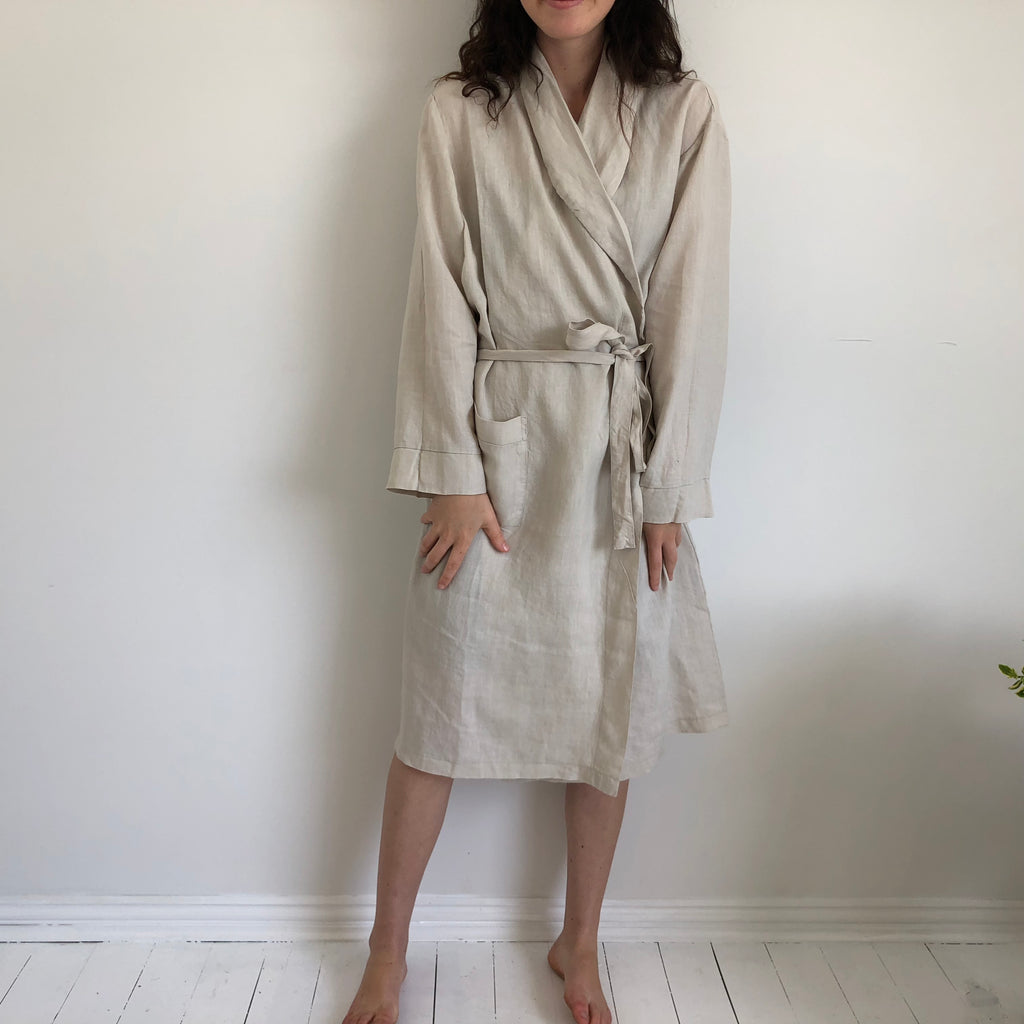 Classic Luxury French Linen Bathrobe