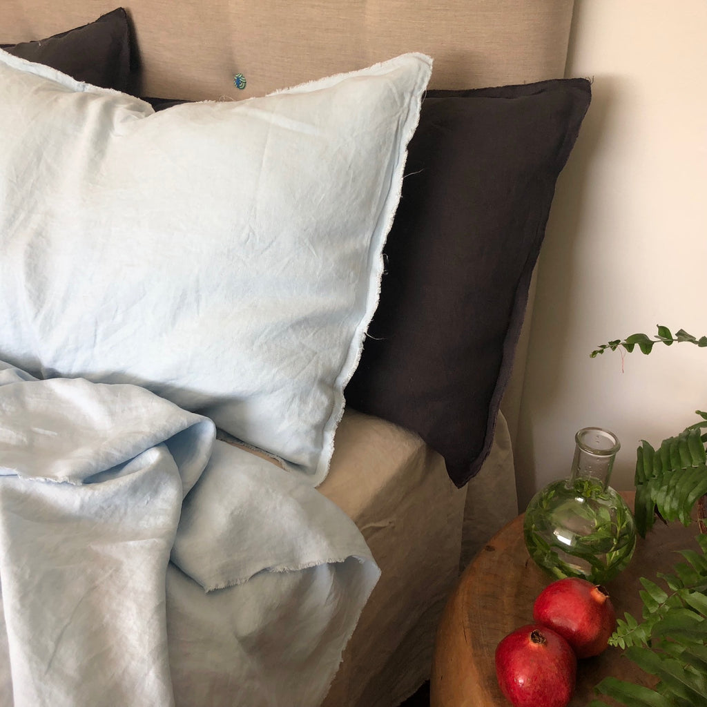 French Linen Bed Throw - Raw Edge - 7 Colours