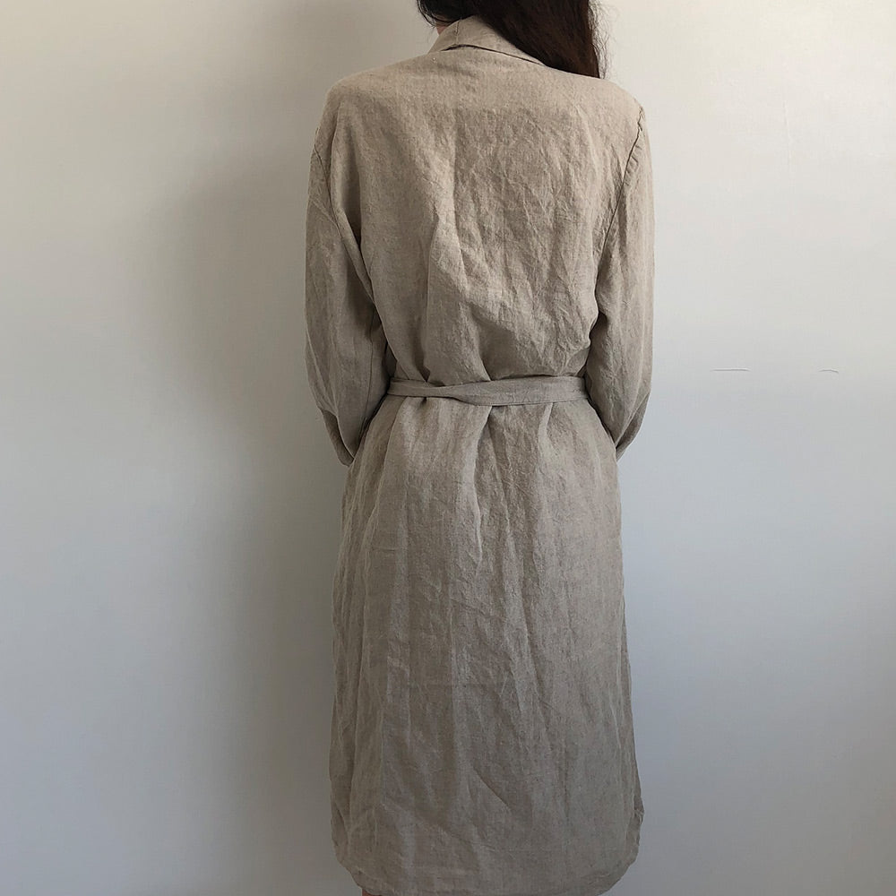 Classic Luxury French Linen Bathrobe