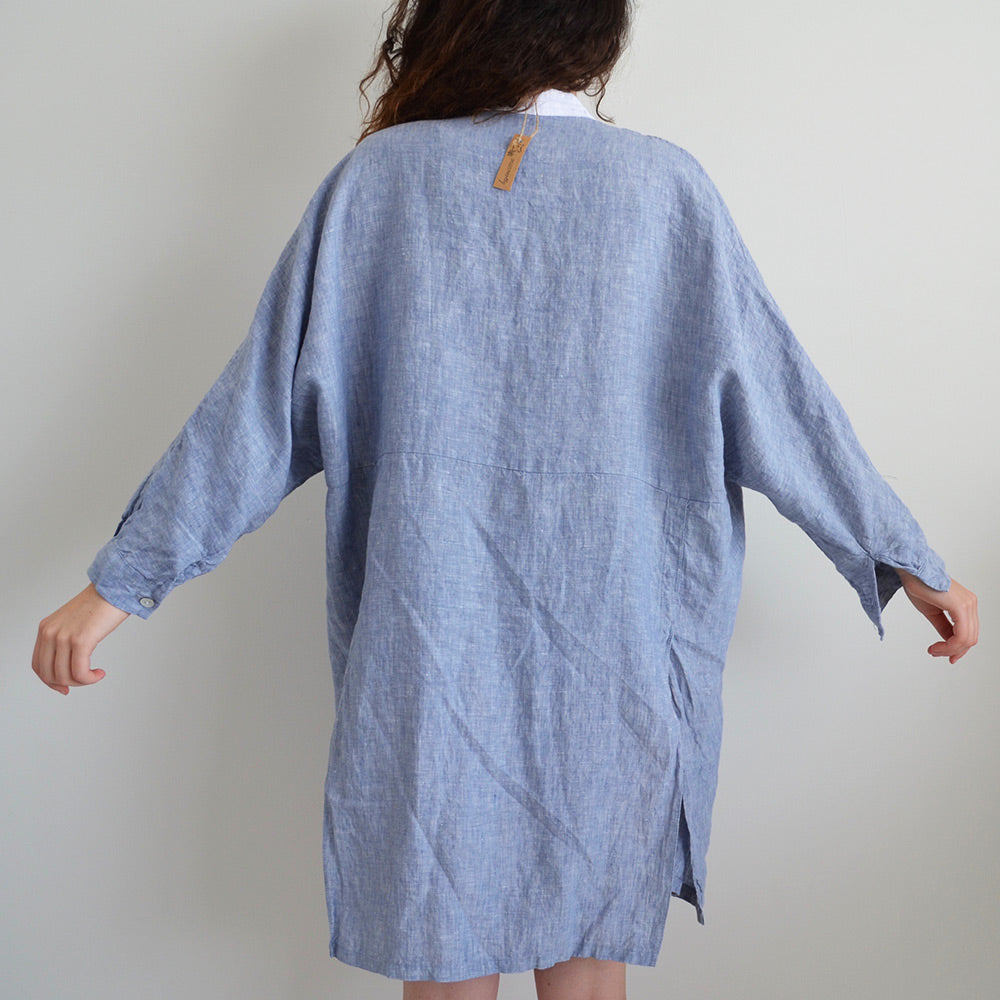 Photo of Blue Dolman Sleeved French Linen Shirt