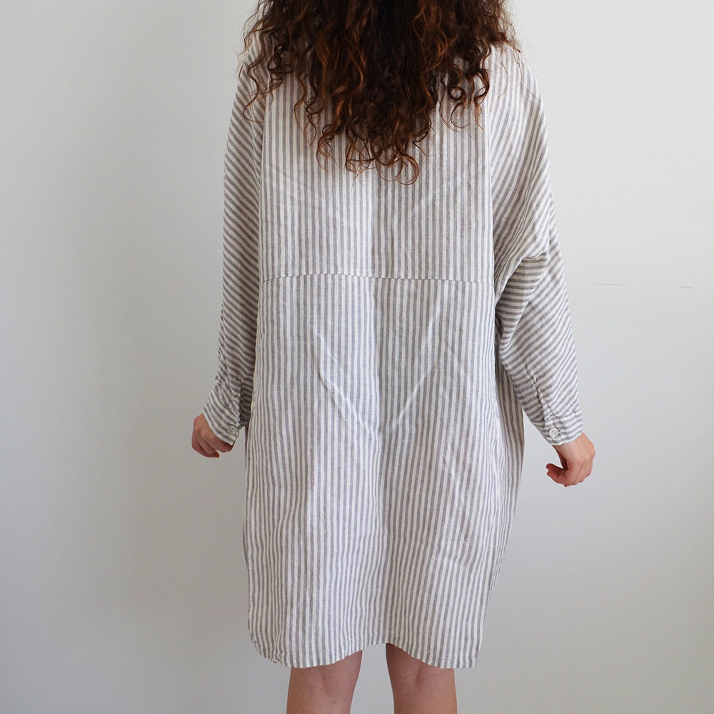 Photo of Striped Dolman Sleeved French Linen Shirt