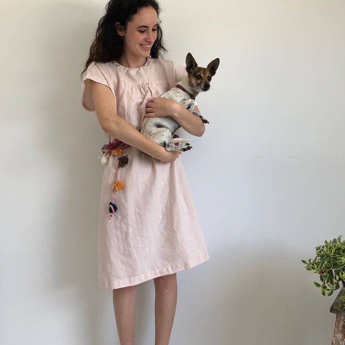 French Linen Tie Smock Dress