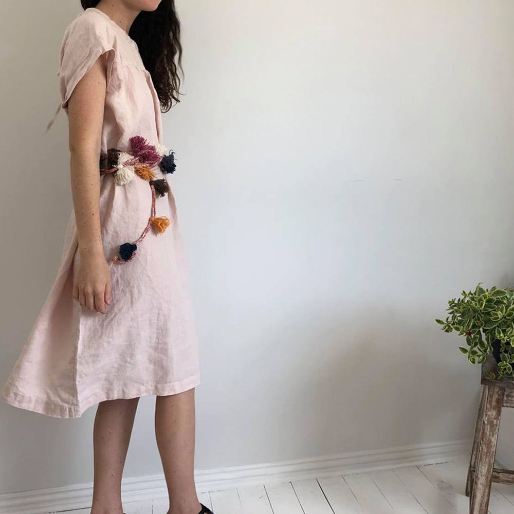 French Linen Tie Smock Dress