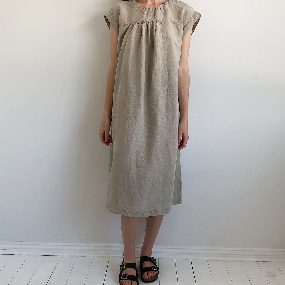 French Linen Tie Smock Dress