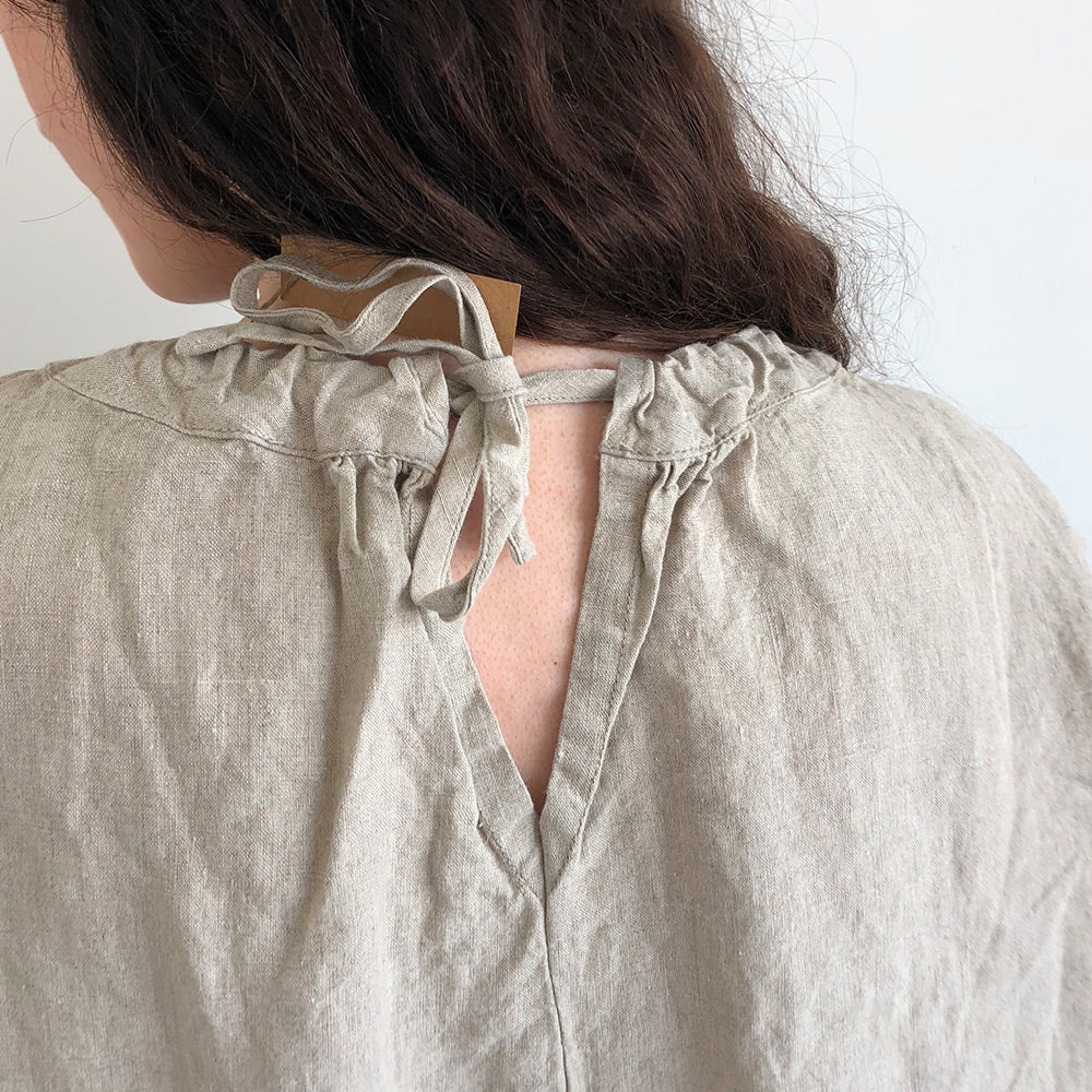 French Linen Tie Smock Dress