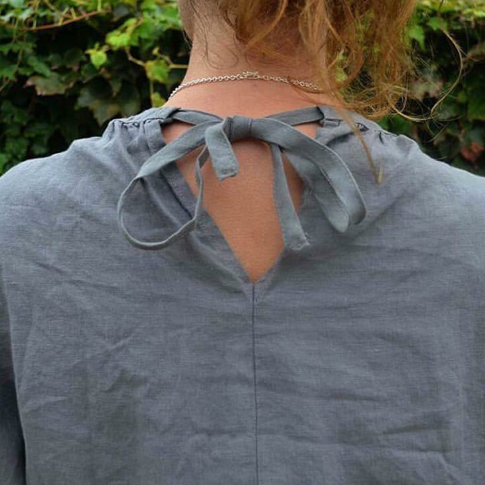 French Linen Tie Smock Dress