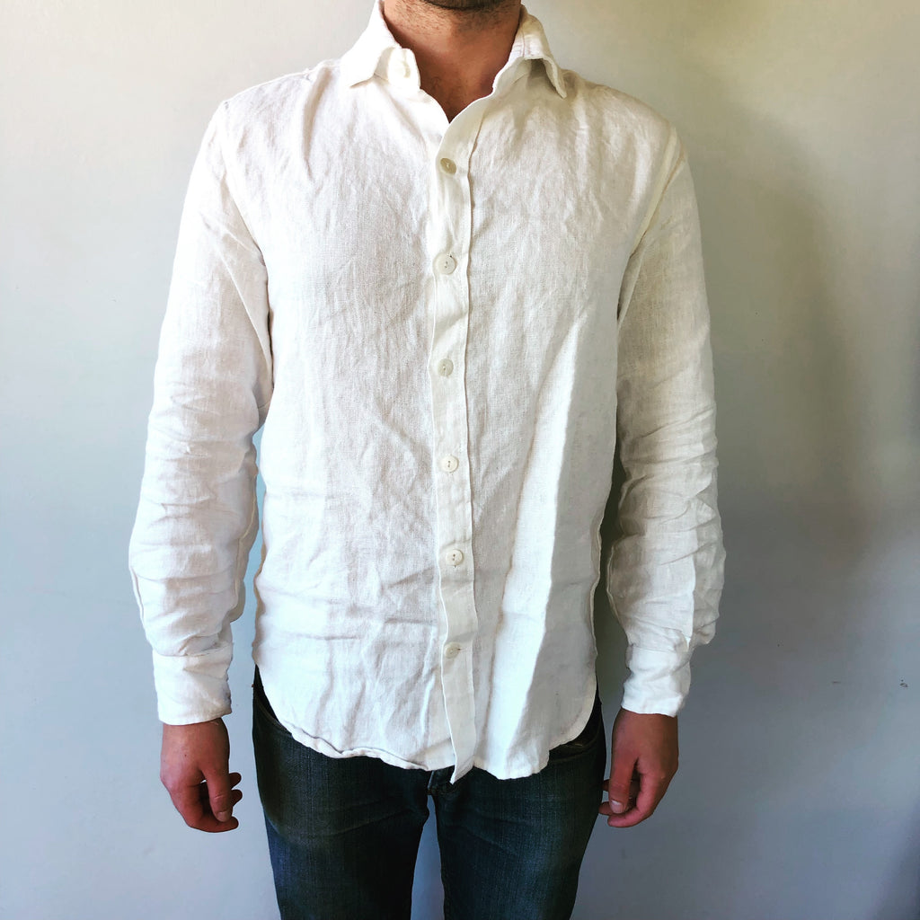 Unisex Rustic Linen Shirt - Antique White