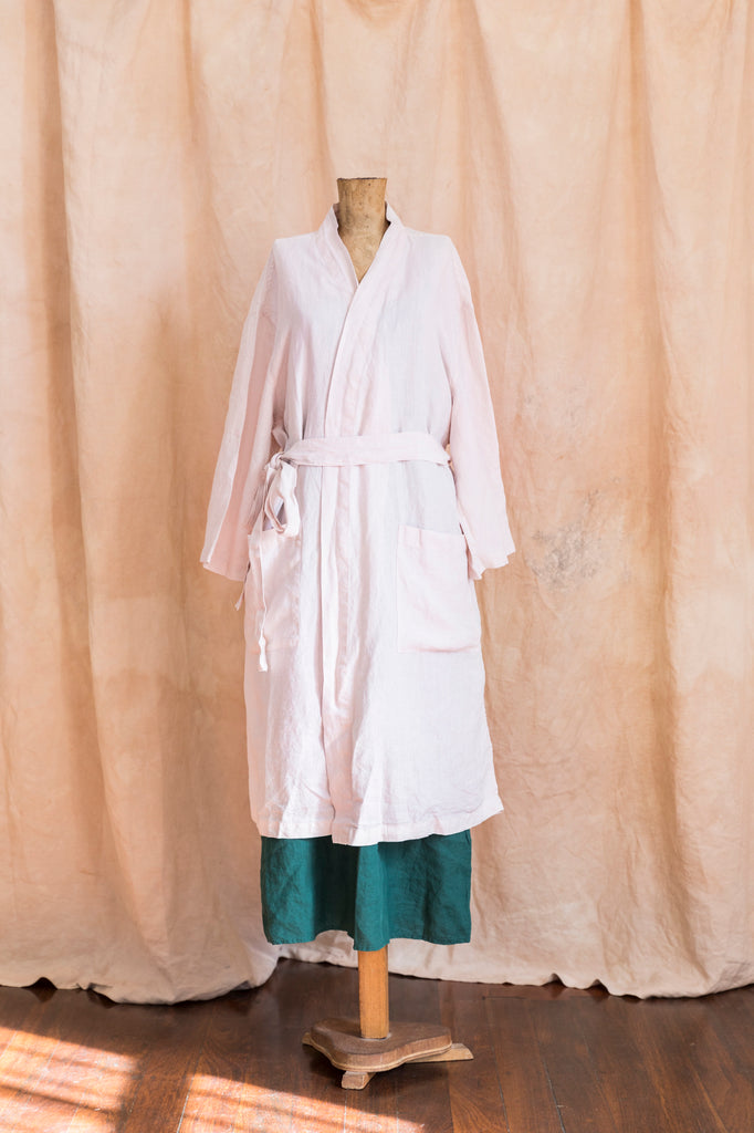 French Linen Kimono Style Bathrobe