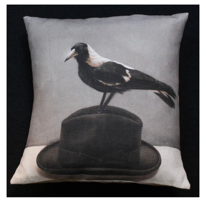 Magpie on Hat Cushion